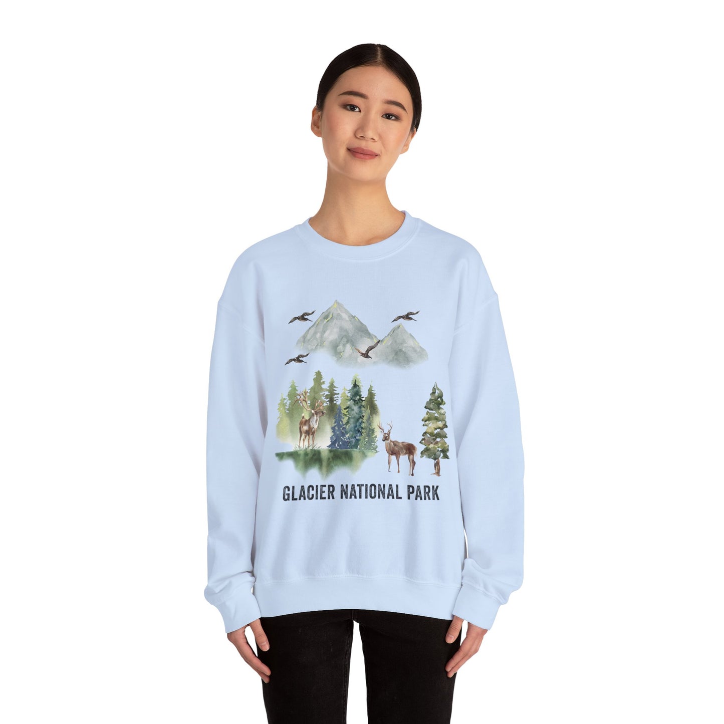 Glacier National Park Mountain Watercolor Sweatshirt - NPT062ALL