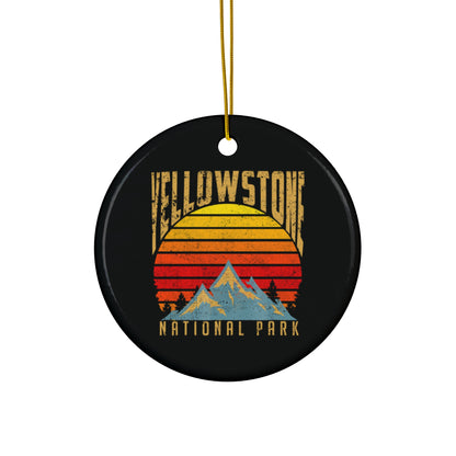 Vintage Yellowstone Ornament, Yellowstone National Park Hiking Ceramic Ornament - NP004ALL