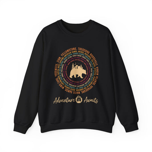 All 63 US National Park Name List Adventure Hiking Sweatshirt - Npt024all