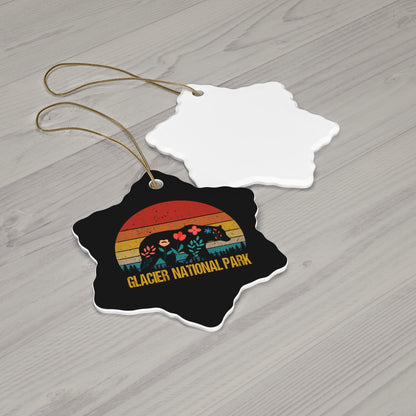 Glacier Ornament, Glacier National Park Bear Flowers Hiking Camping Ceramic Ornament - NP0399ALL