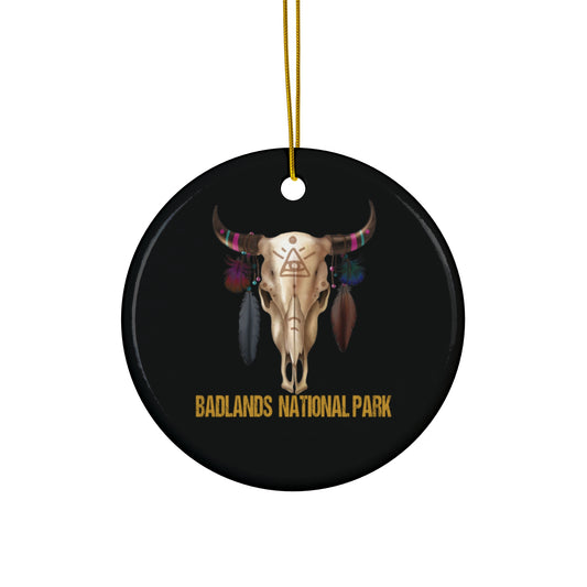 Badlands Ornament, Badlands National Park NPS Bison Buffalo Hiking Forest Camping Ceramic Ornament - NP0400ALL