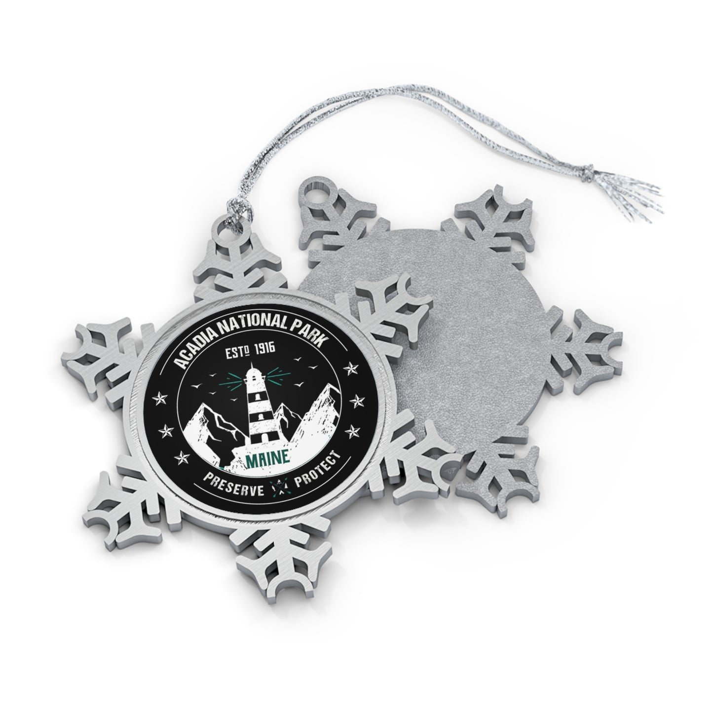 Acadia National Park Pewter Snowflake Ornament, Cute Gifts from Friends for Holiday Decor, for Family NP067ALL