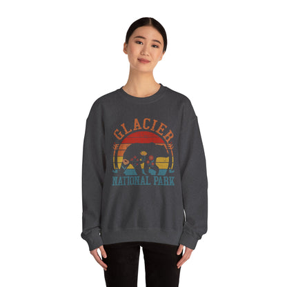 Glacier National Park Bear Floral Hiking Forest Camping Mountain Wild Flower Hiking Travel Sweatshirt - NPT015ALL