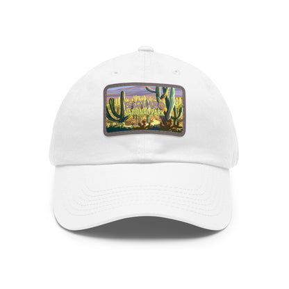 Saguaro Leather Patch Hat, Saguaro National Park Mountain Camping Hiking Mountain Hat - HATNP016