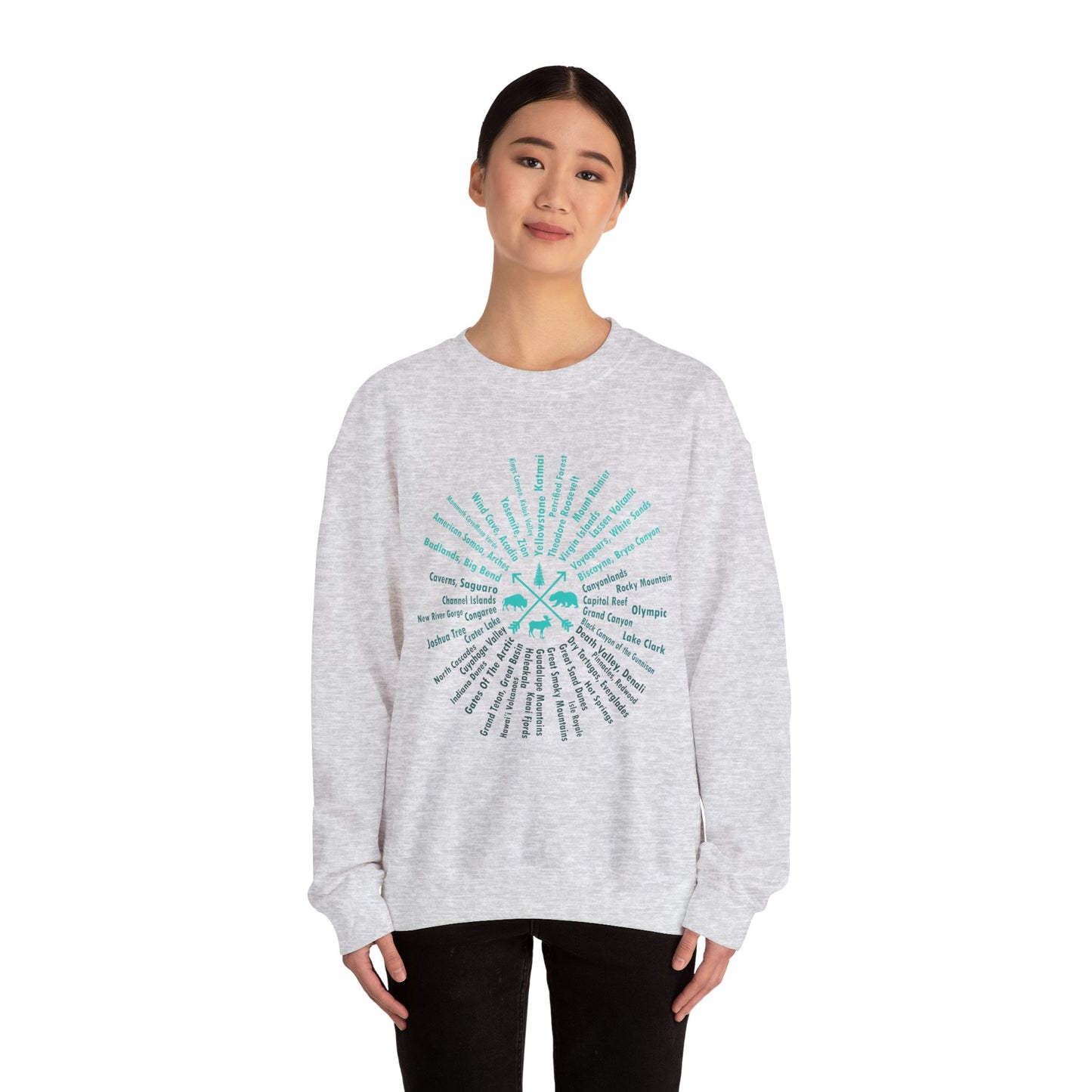 All 63 US National Park List Adventure Awaits Compass Hiking Sweatshirt - NP0125ALL