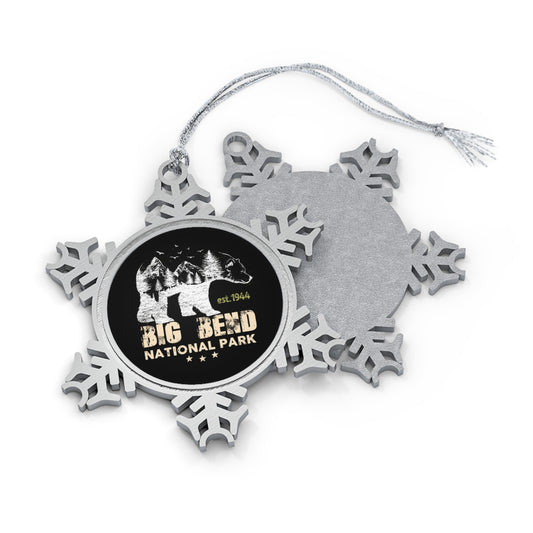 Big Bend National Park Souvenir Hiking Wilderess Bear  Pewter Snowflake Ornament - NP060ALL