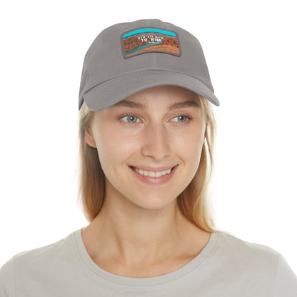 Rim To Rim To Rim Leather Patch Hat, R2R2RTravel Grand Canyon National Park Mountain Camping Hiking Mountain Hat - HATNP005