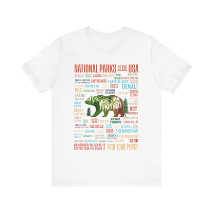 63 National Park Checklist Hiking Shirt, All 63 US National Park Name List Adventure Bear shirt - Npt031all