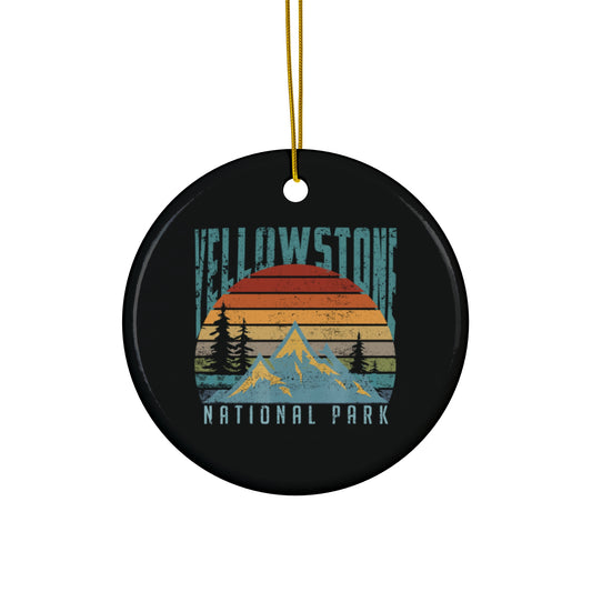 Vintage Yellowstone NP003ALL, Yellowstone National Park Hiking Ceramic Ornament - NP003ALL