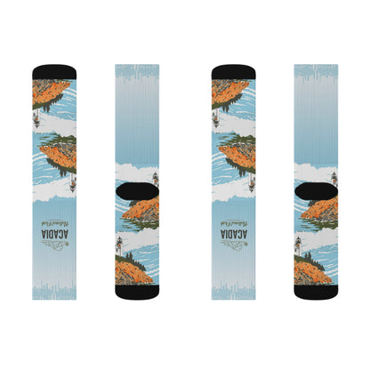 Acadia Sublimation Socks Gifts for National Park Lovers, Gifts from Friends, Gifts for Outdoor Enthusiasts SOCKNP009