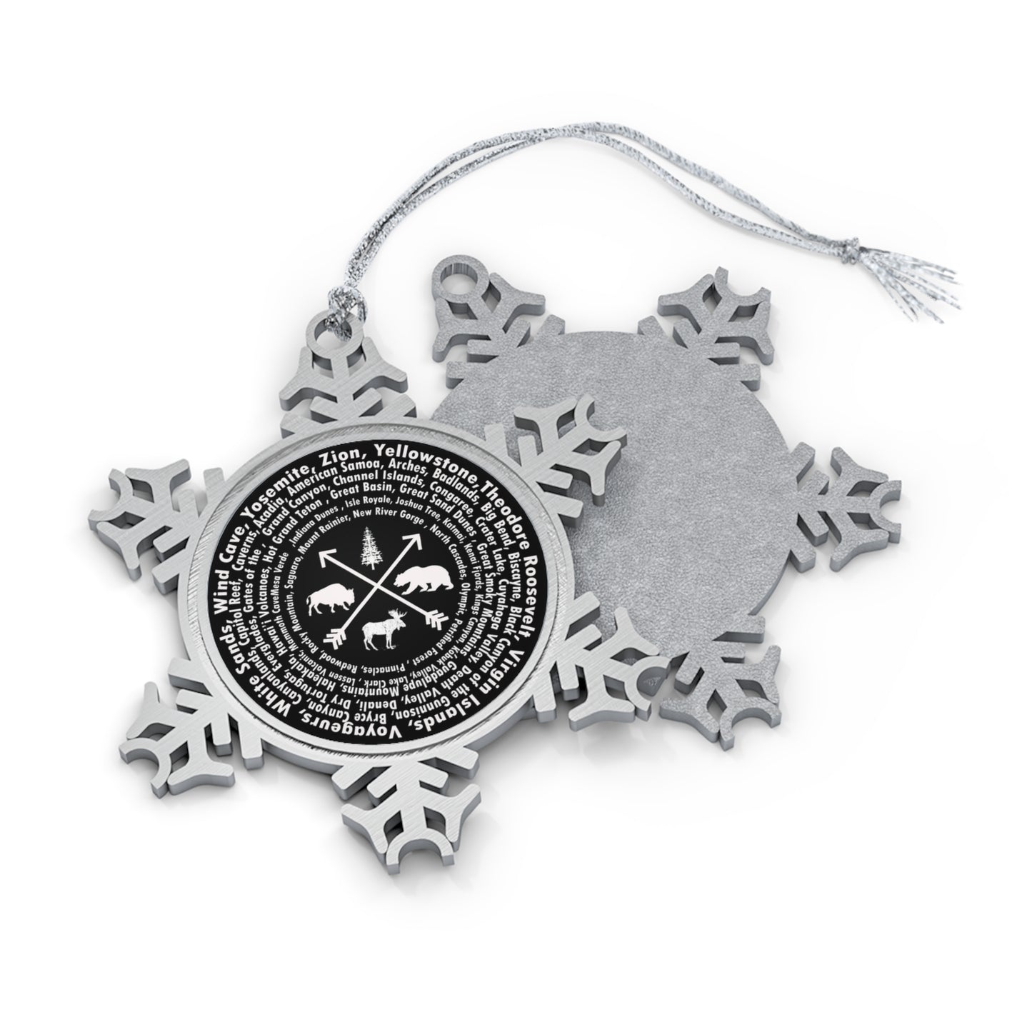 National Park Enthusiasts Pewter Snowflake Ornament, Holiday Gifts from Friends, Gifts for Family NP099ALL