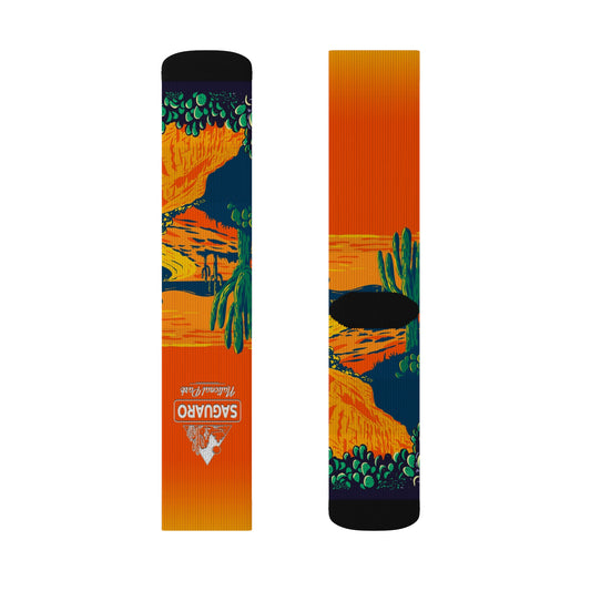 Saguaro National Park Sublimation Socks, Stunning Desert Landscape Design, Gifts for National Park Enthusiasts - SOCKNP030