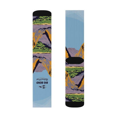 Big Bend Sublimation Socks, Funny Hiking Adventure Gifts, Gifts for Friends and Family Who Love Camping - SOCKNP025