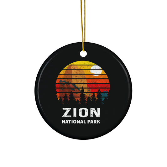 Zion Ornament, Vintage Zion National Park Hiking Ceramic Ornament - NP044ALL