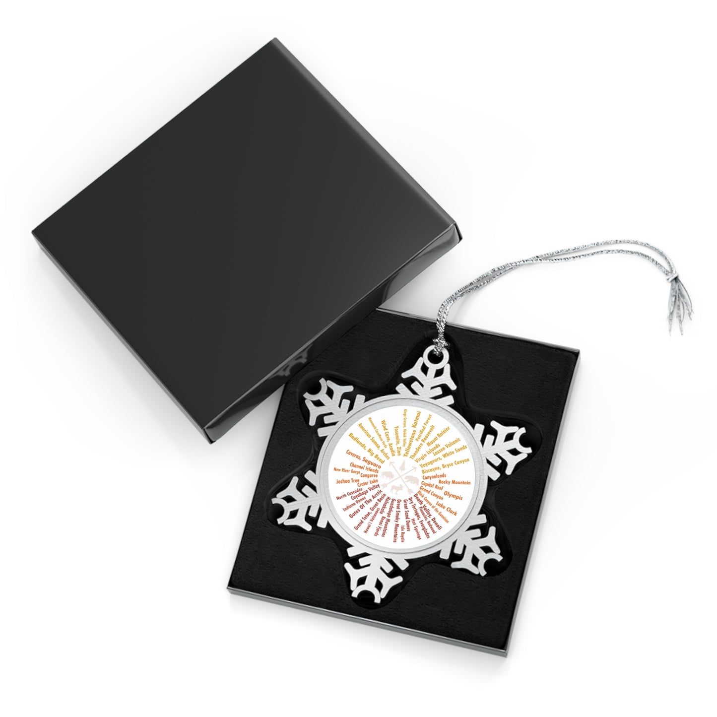 Denali National Park Pewter Snowflake Ornament, Gifts from Friends and Family,  Christmas or Holiday Decor NP0123ALL