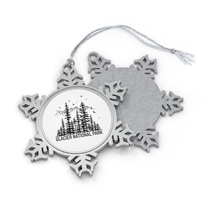 Glacier National Park Adventure Outdoors  Hiking Wanderlust Explore Pewter Snowflake Ornament - NP0176ALL