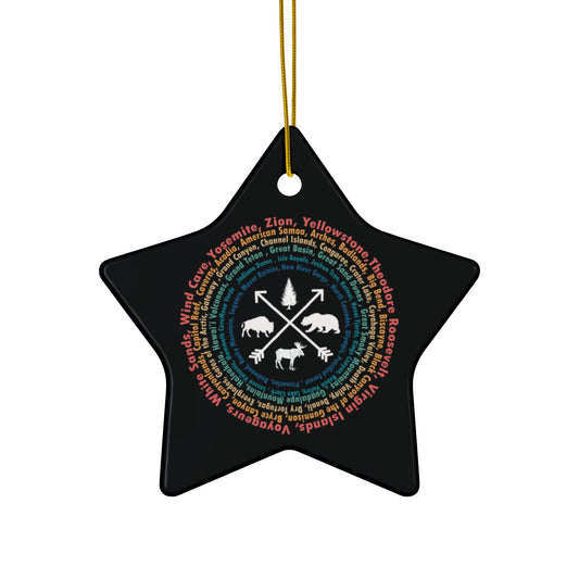 63 National Park Name Snowflake Star Ornament, All 63 US National Park List Adventure Awaits Hiking Ceramic Ornament - Np028all