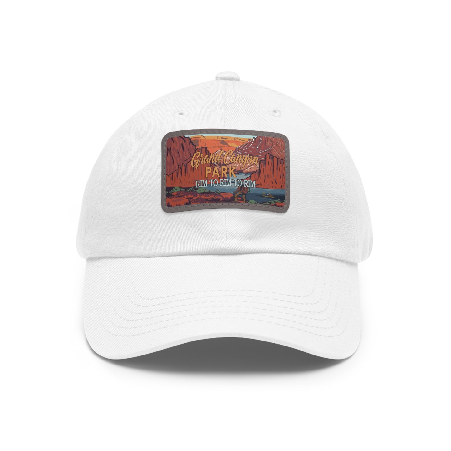 Rim To Rim To Rim Leather Patch Hat, Grand Canyon National Park Mountain Camping Hiking Mountain R2R2R Hat - HATNP012