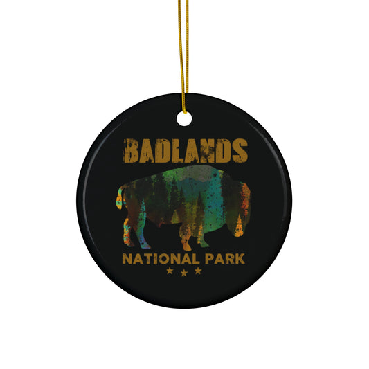 Badlands Ornament, Vintage Badlands National Park Souvenir Hiking Wilderess Ceramic Ornament - NP049ALL