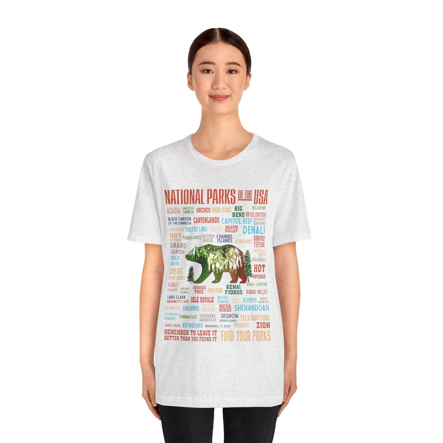 63 National Park Checklist Hiking Shirt, All 63 US National Park Name List Adventure Bear shirt - Npt031all