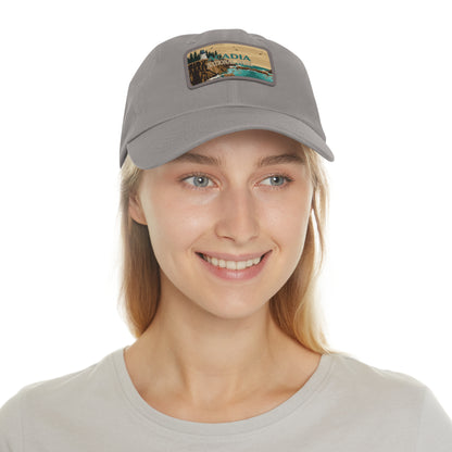 Acadia Leather Patch Hat, Inspirational Camping Gifts for Dad, Father's Day Outdoor Adventure Hat from Family HATNP011