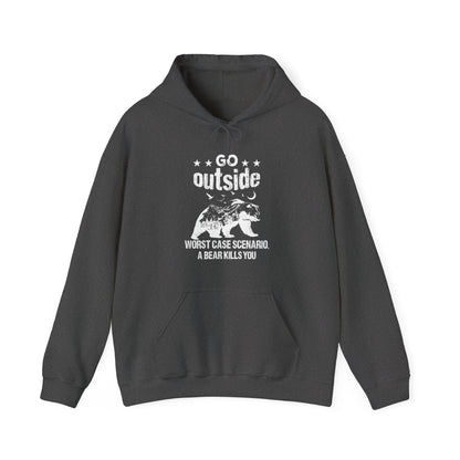 Go Outside A Bear Kill You Funny Animal Wildlife Bear Lover, Grizzly Bear, Nature Hoodie - NPT100ALL