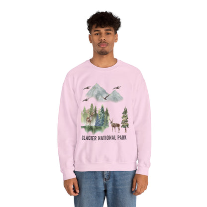 Glacier National Park Mountain Watercolor Sweatshirt - NPT062ALL