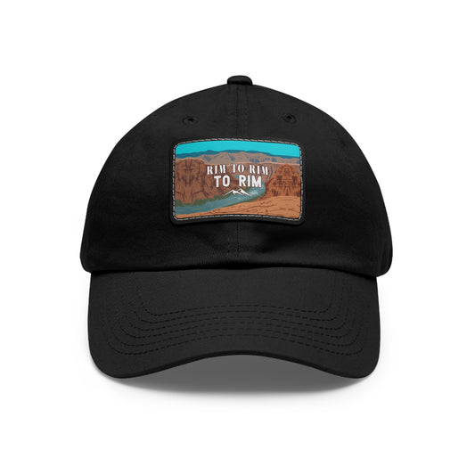 Rim To Rim To Rim Leather Patch Hat, R2R2RTravel Grand Canyon National Park Mountain Camping Hiking Mountain Hat - HATNP005