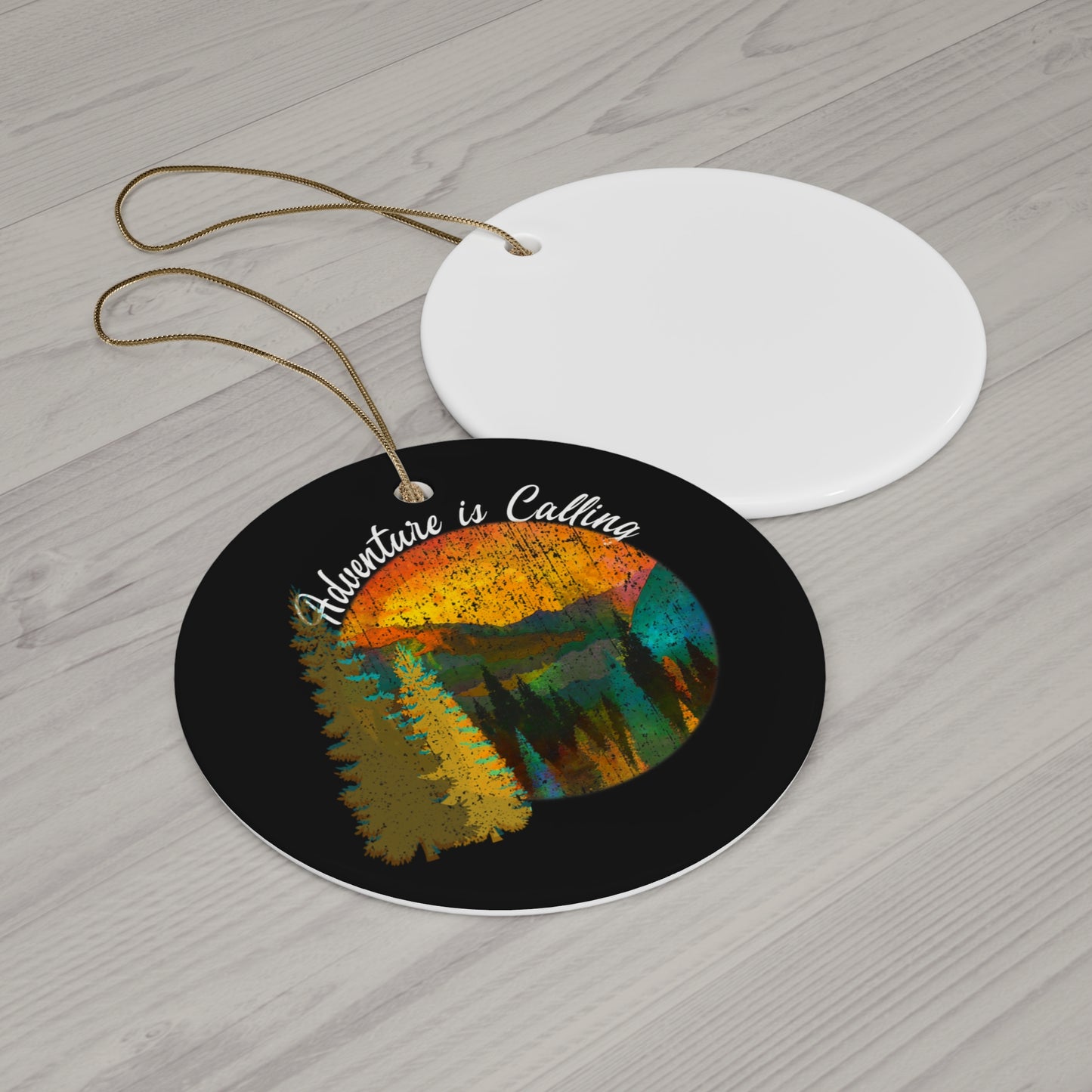 Adventure Is Calling Ornament, Adventure Awaits US National Park Mountains Hiking Outdoors Wanderlust Ceramic Ornament - NP0144ALL