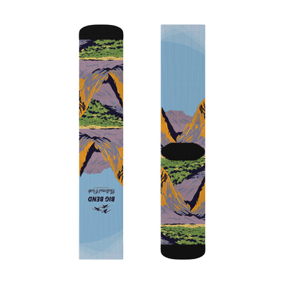 Big Bend Sublimation Socks, Funny Hiking Adventure Gifts, Gifts for Friends and Family Who Love Camping - SOCKNP025