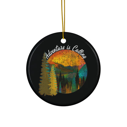 Adventure Is Calling Ornament, Adventure Awaits US National Park Mountains Hiking Outdoors Wanderlust Ceramic Ornament - NP0144ALL