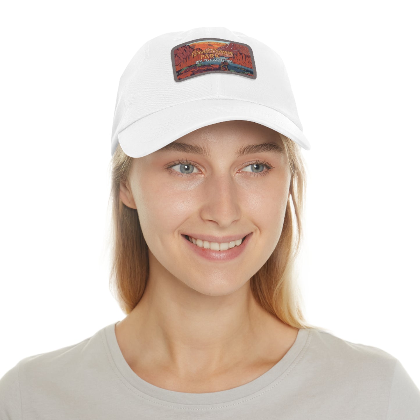 Rim To Rim To Rim Leather Patch Hat, Grand Canyon National Park Mountain Camping Hiking Mountain R2R2R Hat - HATNP012